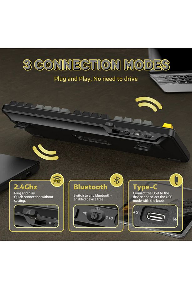 AttackShark X87 Star Black RGB App Uygulamalı SBerry Switch TriMode Profesyonel Gaming Oyuncu Klavye - 6