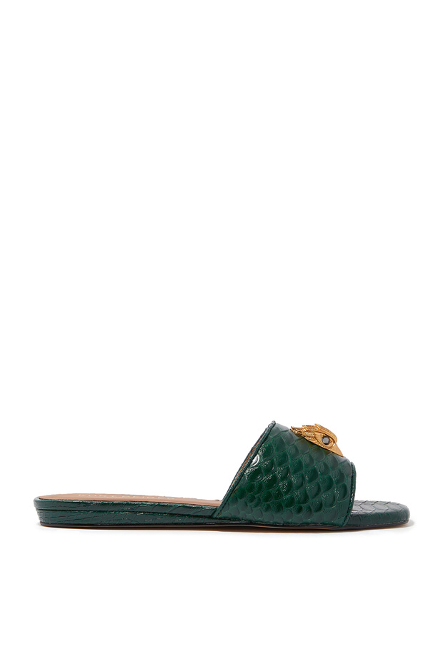 Kensington Flat Slippers - Dark Green