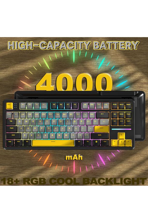 AttackShark X87 Star Black RGB App Uygulamalı SBerry Switch TriMode Profesyonel Gaming Oyuncu Klavye - 5