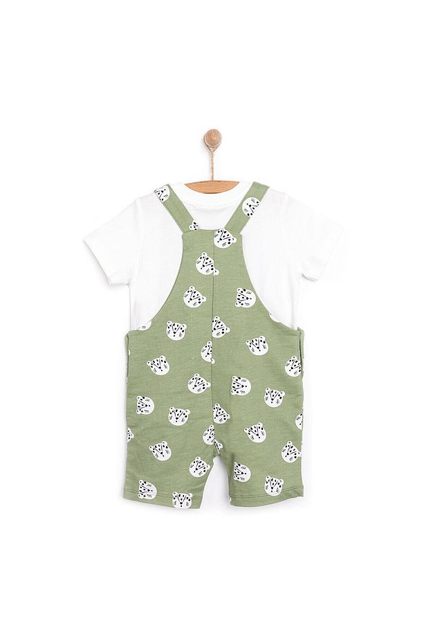 HelloBaby Basic Erkek Kedi Desenli Şort Salopet-Tshirt Erkek Bebek - 2