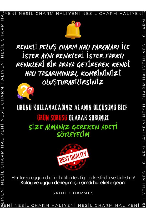 Yeni Nesil | Ses ve Isı Yalıtımlı | Yıkanabilir | İstenilen Ölçüde Kullanılabilen | Peluş Charm Halı - 4