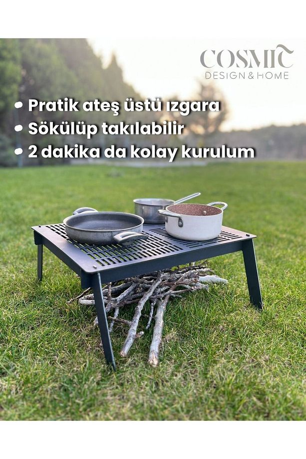 Pratik Ateş Üstü Izgara Kamp Izgarası Kamp Ocağı - 1