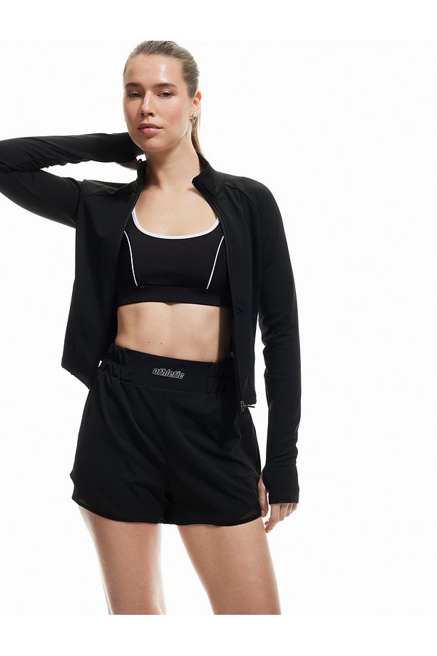 Yüksek Bel Lastikli Baskılı Mini Spor Şort - 2