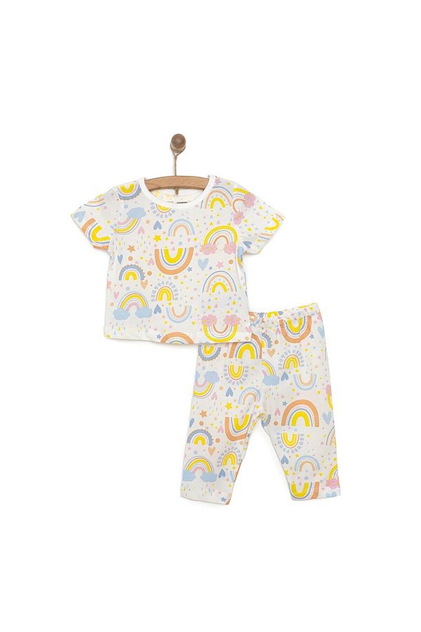 HelloBaby Kısa Kol Gökkuşağı Desenli Bisiklet Yaka Pijama Takımı - 1