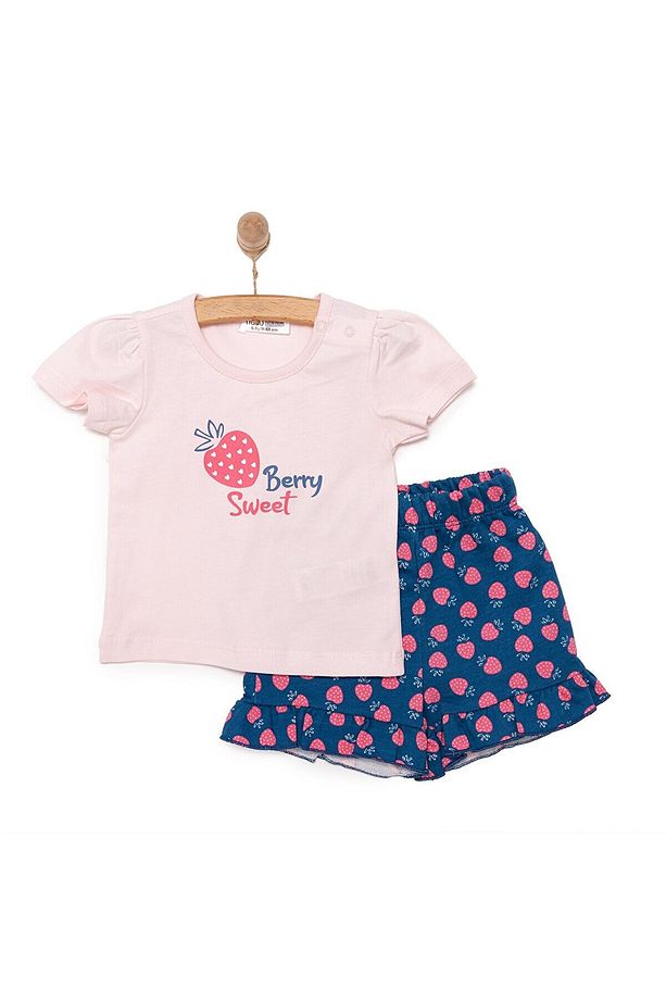 HelloBaby Basic Çilek Baskılı Şortlu Takım Kız Bebek - 1