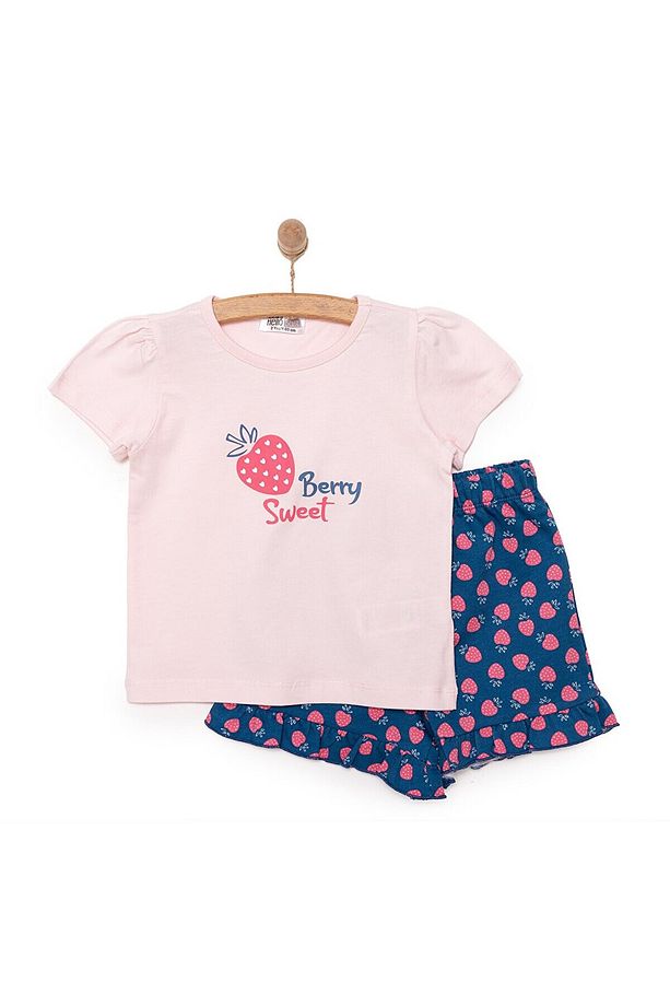 HelloBaby Basic Çilek Baskılı Şortlu Takım Kız Bebek - 3