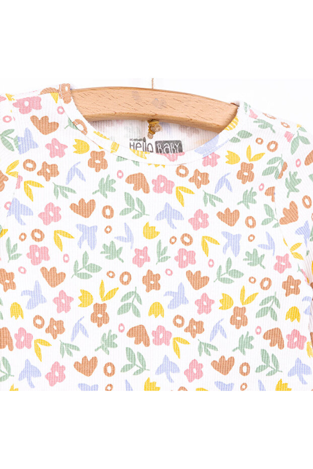 HelloBaby Kız Çiçek Desenli Uzun Kol Pijama Takımı - 3