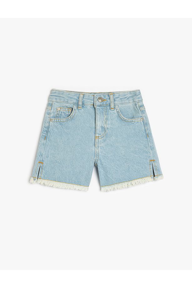 Pamuklu Düğme ve Cep Detaylı Basic Denim Şort - 3