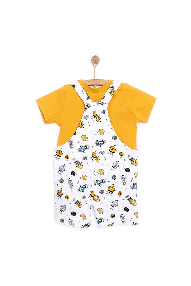 HelloBaby Basic Erkek Roket Desenli Şort Salopet-Tshirt Erkek Bebek - 2