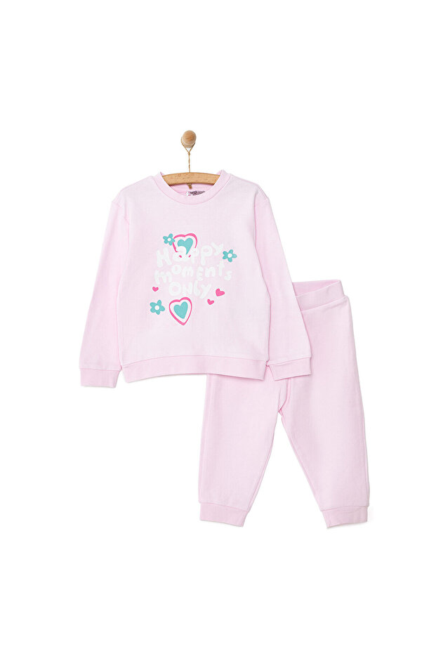 HelloBaby Basic Kız Slogan Baskılı Eşofman Takımı Kız Bebek - 1