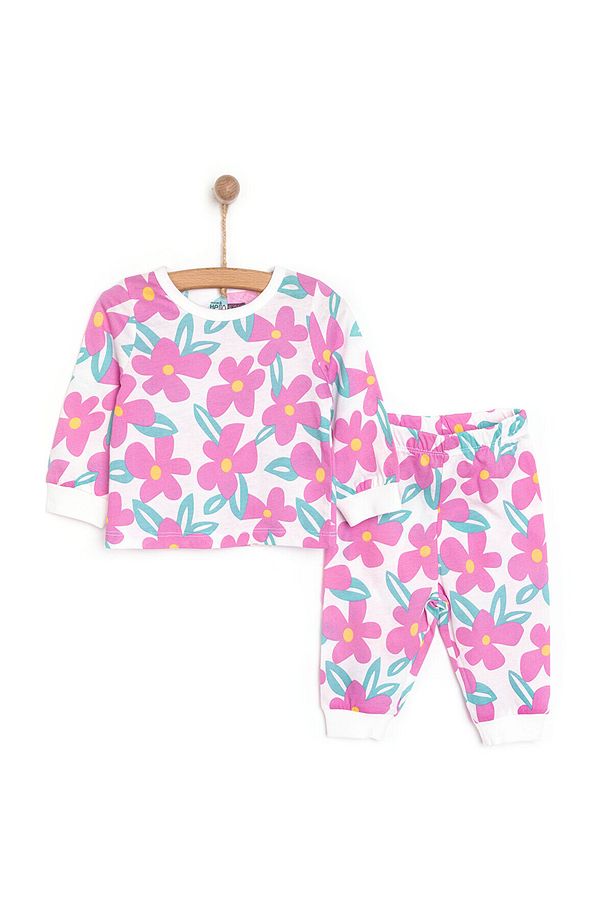 HelloBaby Kız Büyük Çiçek Desenli Uzun Kol Pijama Takımı - 1