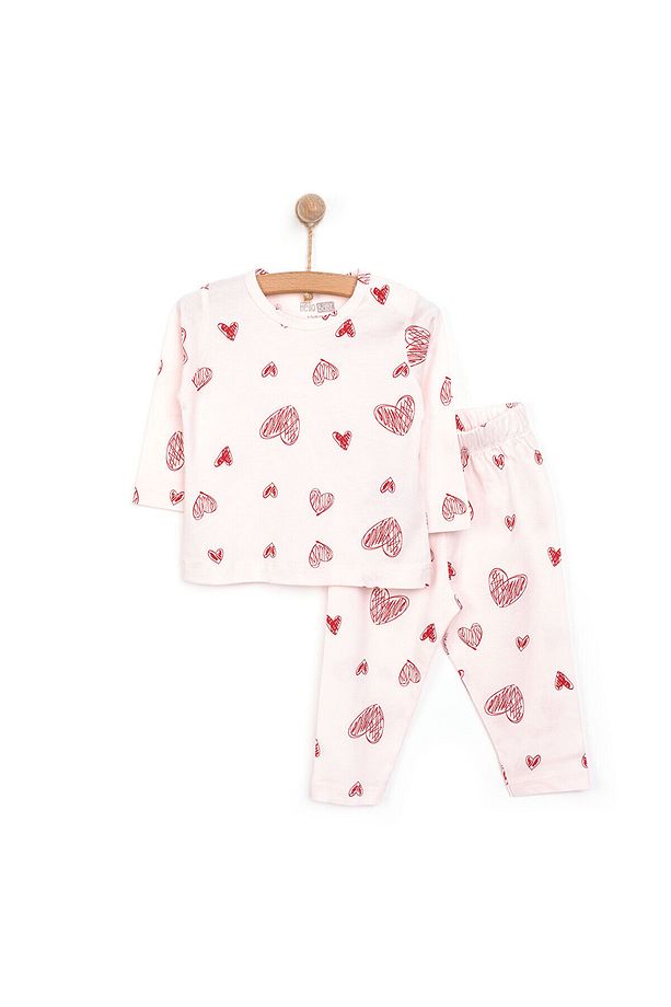 HelloBaby Kız Kalp Desenli Uzun Kol Pijama Takımı - 1