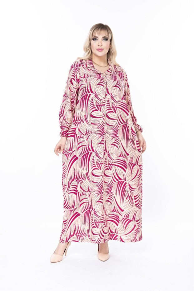 Women's Long Sleeve Plus Size Woven Summer Long Sleeve Dress