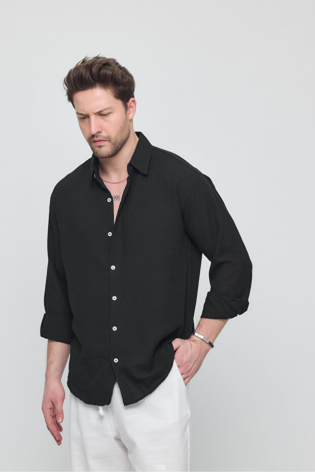 Men's Oversize Cut Linen Shirt