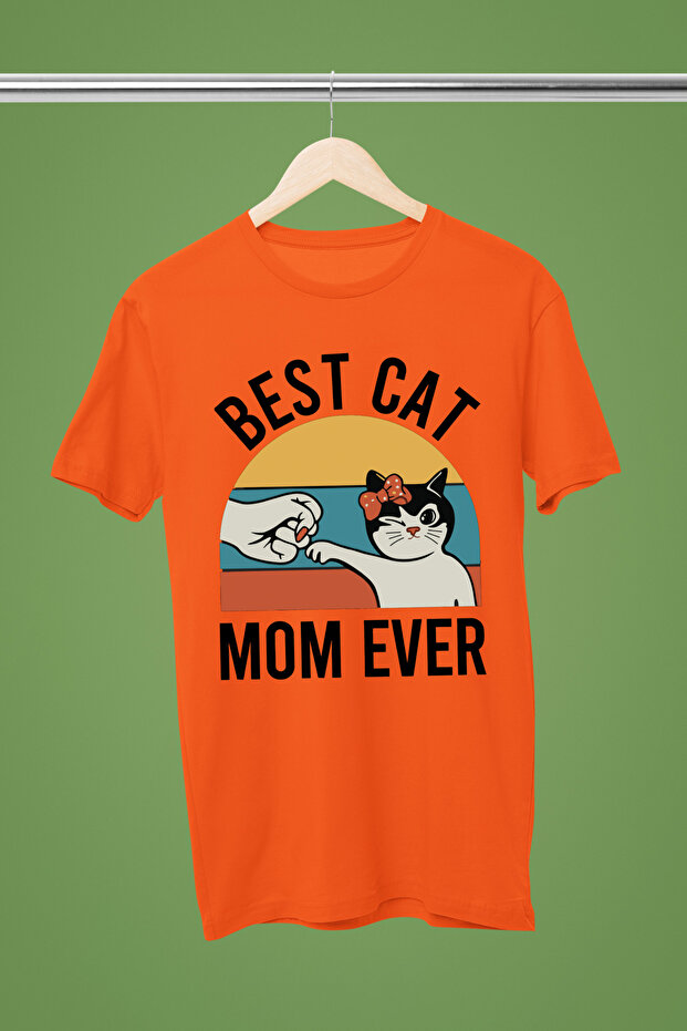 Best Cat Mom Printed Cycling Collar Cotton Oversize Short Sleeve Tshirt