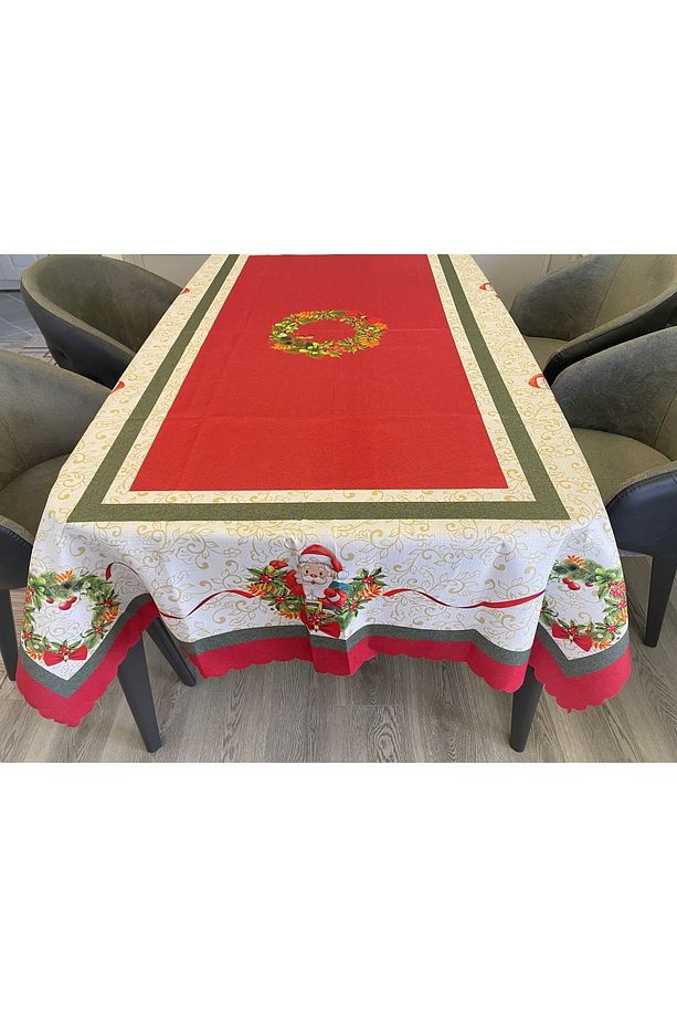 Yılbaşı Noel Baba Desenli Masa Örtüsü - 6