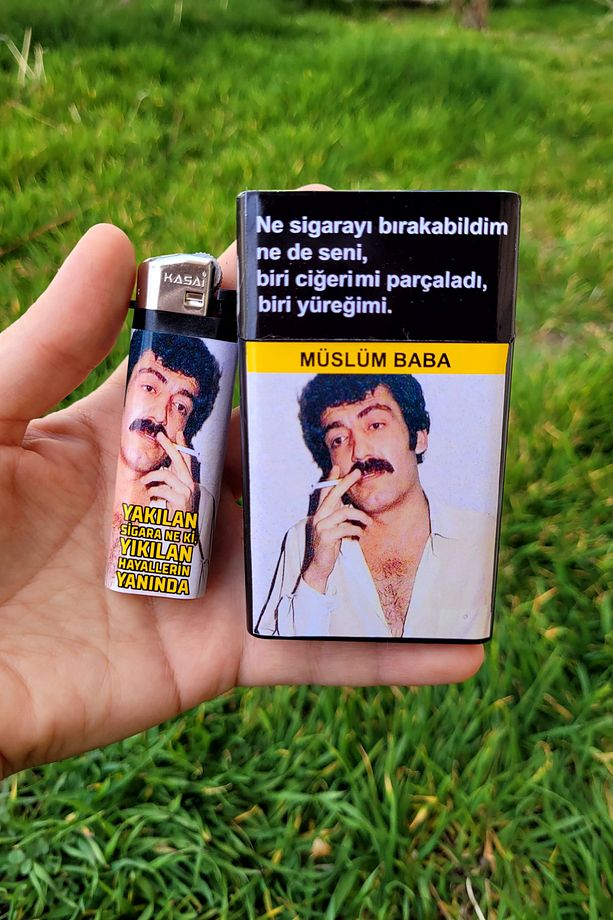 2'li Müslüm Gürses Çakmak ve Sigara Kutusu Tabakası Seti - 1