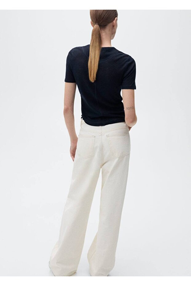 Kısa kollu keten tişört - 4