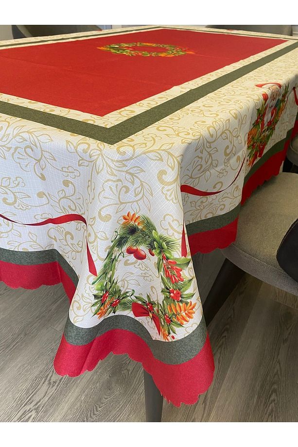 Yılbaşı Noel Baba Desenli Masa Örtüsü - 7