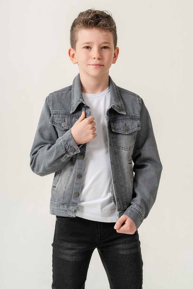 سترة للأولاد من الدنيم بأزرار وجيب مزدوج - 3