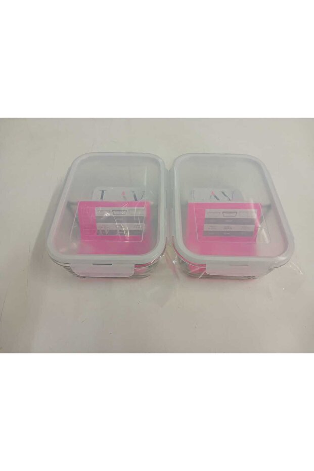 Feyzade Fresco Two Section Ziplock Glass Storage Container Set of 2 1120Cc Rectangular (Frs-297)
