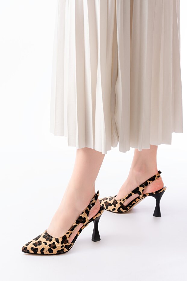 Wuck Leopard (8 cm Heels) Open Side Heeled Shoes