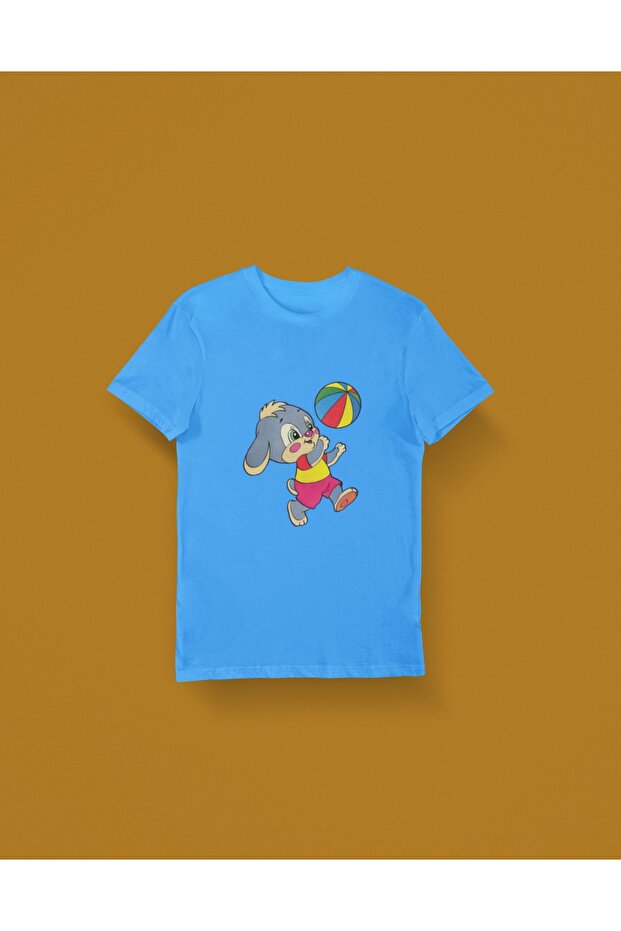 GIRLS/BOYS BABY BUNNY PRINTED T-SHIRT WITH BICYCLE COLLAR