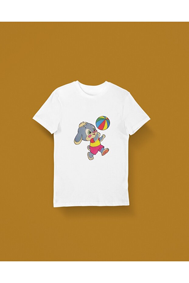 GIRLS/BOYS BABY BUNNY PRINTED T-SHIRT WITH BICYCLE COLLAR
