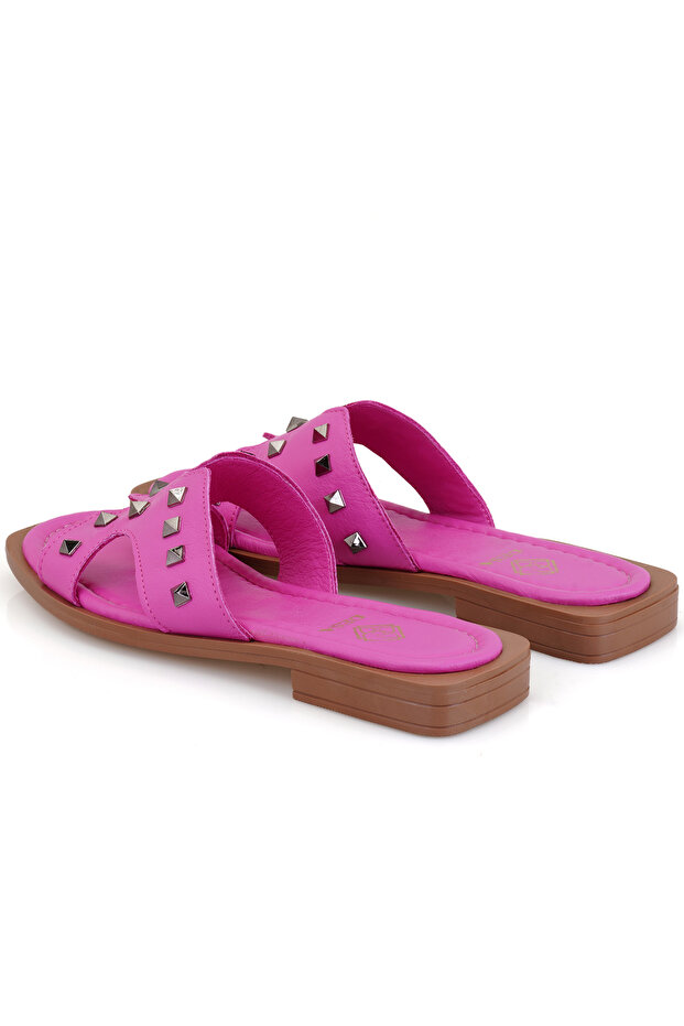 Kadın Pembe Deri Terlik - 5