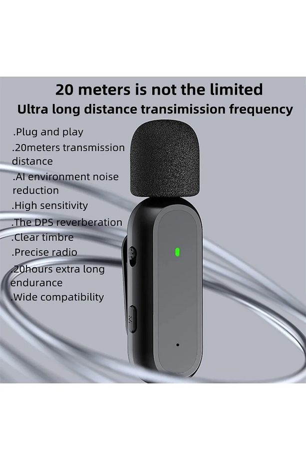 Kablosuz Yaka Mikrofonu - Akıllı Wireless Mikrofon, Gürültü Engelleyici, Şarj Kutulu - 4
