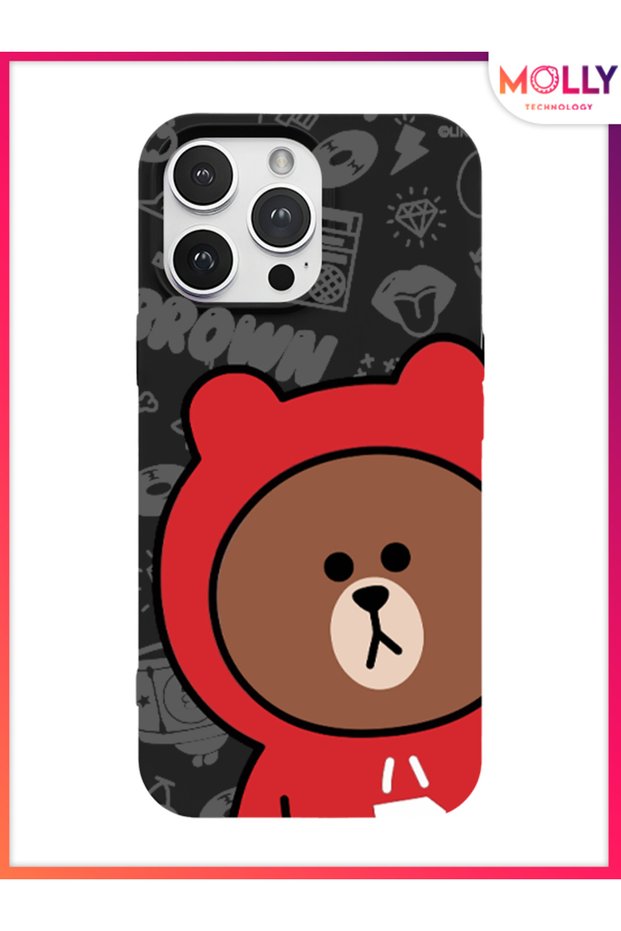 Black Hoodie Bear Pattern Silicone Case for iPhone 14 Pro Max
