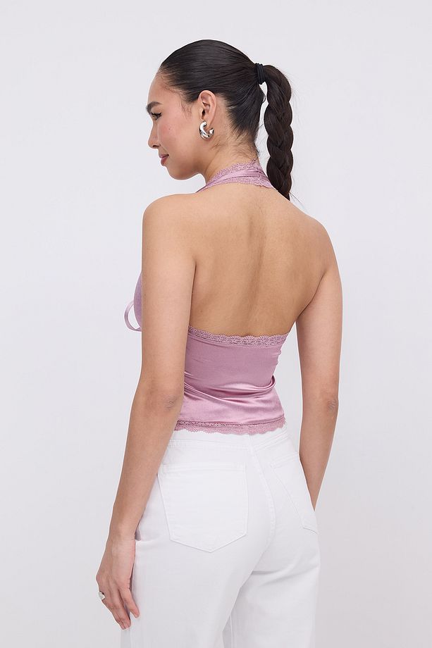 Boyundan Geçmeli Saten Bluz B16807-X1 - 5