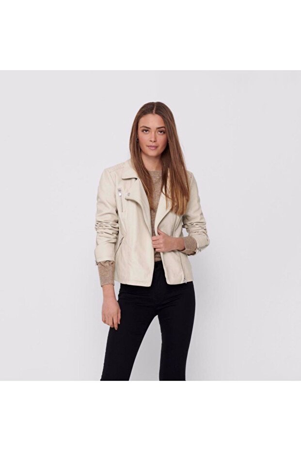15153079 Deri Ceket - Bej - 3