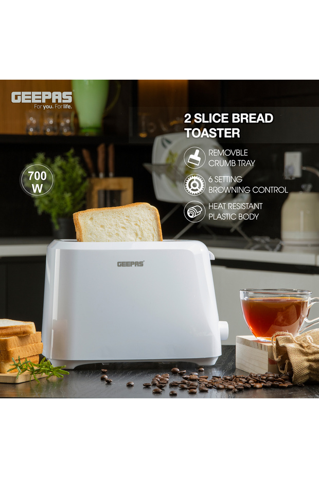 2 Slice Bread Toaster Variable Browning Settings| Cancel Function, Removable Crumb Tray , Wide Slots - 3
