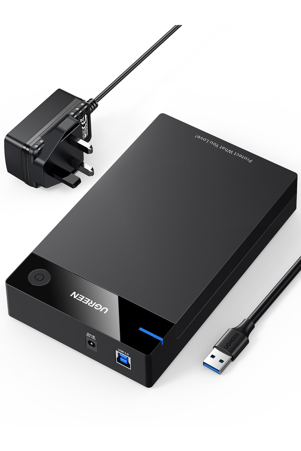 علبة قرص صلب، كابل USB 3.0 B إلى SATA بطول 3.5 بوصة/2.5 بوصة، طول الكابل: 1 متر، اللون: أسود