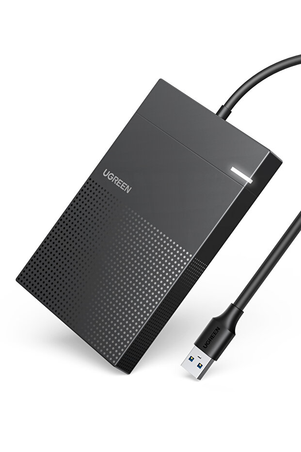علبة قرص صلب USB 3.0 إلى SATA 2.5 بوصة بسرعة 5 جيجابت في الثانية، لون أسود