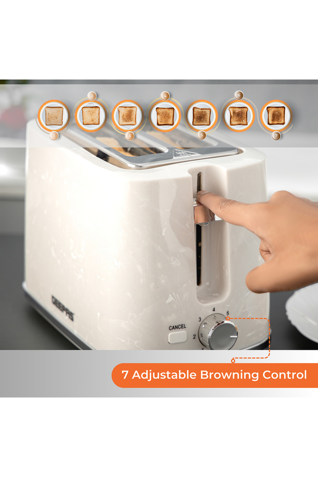 Bread Toaster 2 Slice Slot| 7 Adjustable Browning Control and Removable Crumb Tray, Cancel Button| - 4