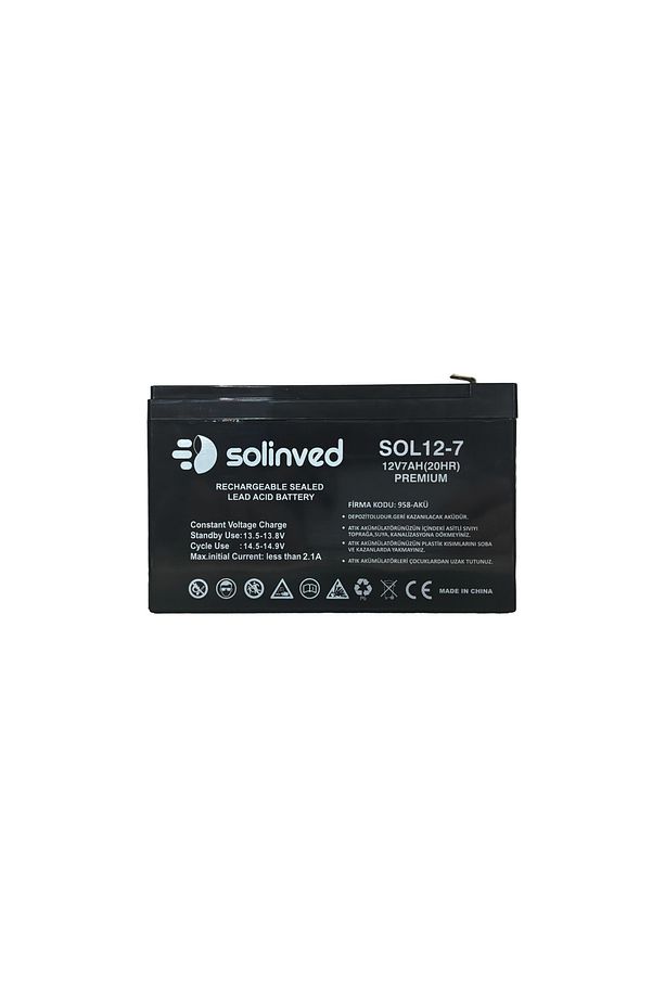 Solinved 12v 7 Ah Ups Ve Alarm Aküsü (PREMİUM) - 1