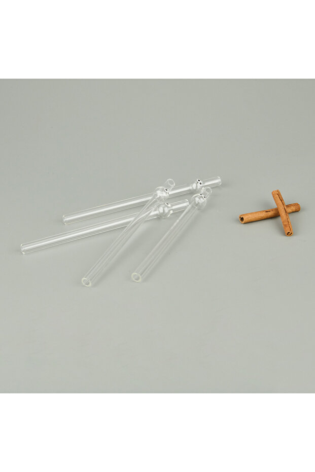 Kalın Figürlü 4'lü Cam Pipet - Şeffaf - 2