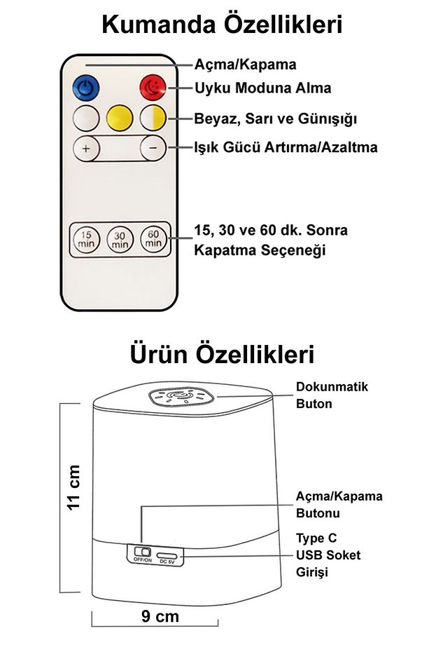 Masaüstü Şarjlı Led Aydınlatma  - Gece Lambası - 6