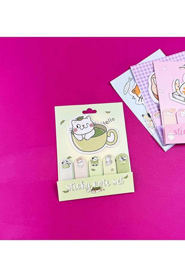 Sevimli Kedi Tasarımlı Post-it - 4