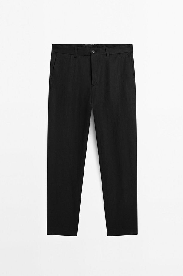 Hafif %100 keten pantolon - 5
