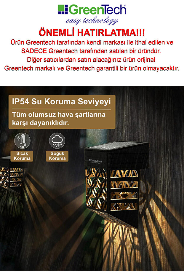 Güneş Enerjili Duvar Ve Çit Led Aydınlatma (4 ADET) / Gt-sl22 - 3