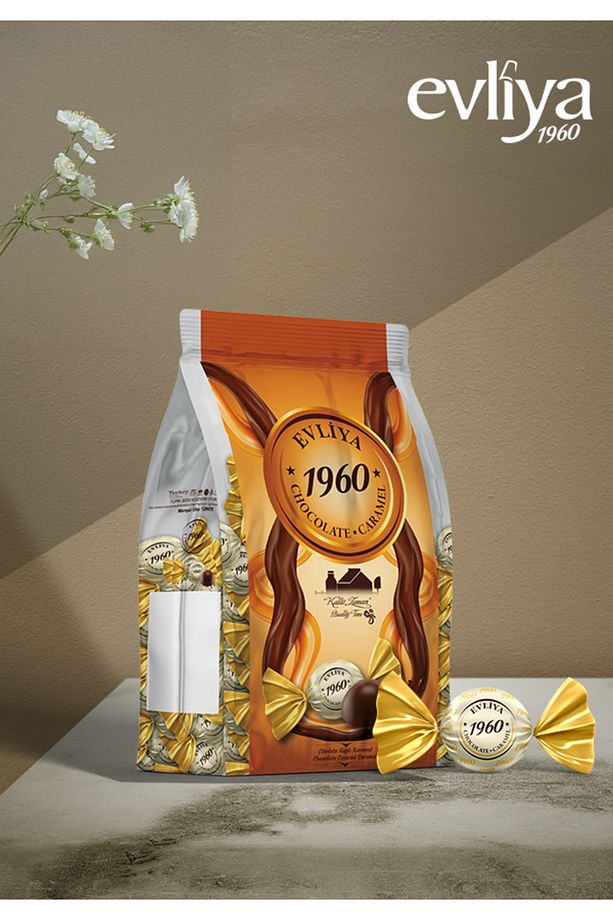 Evliya 1960 Caramel Dolgulu Çikolata Quadro Poşet 1 Kg. - 1