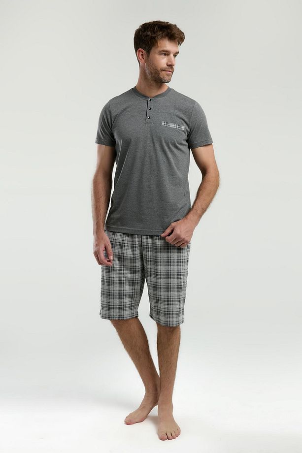 Erkek 3'lü Takım, T-shirt Şort ve Pijama Set - 6
