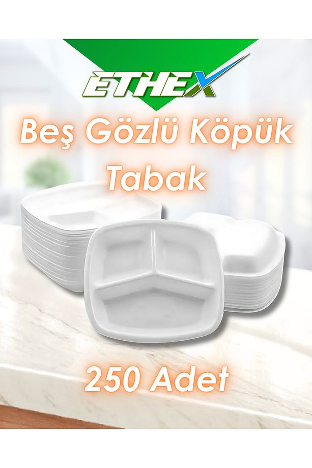 Üç Bölmeli/Üçgöz Köpük Tabldot - (Mod 24 - 200 Adet) - 1