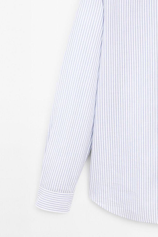 %100 pamuklu regular fit çizgili gömlek - 8