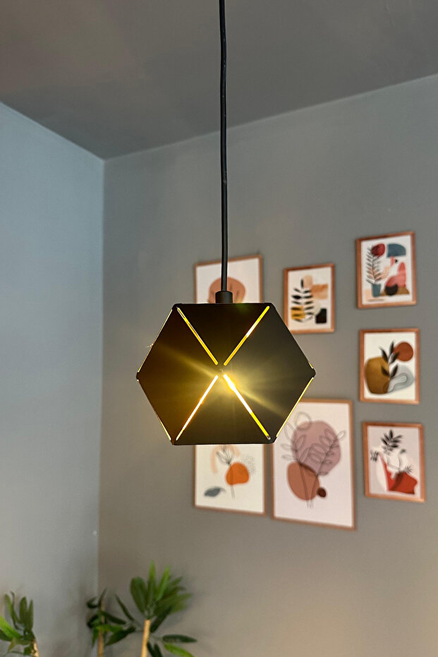 Lotus Siyah Tekli Avize Sarkıt Lamba Salon Yatak Odası Antre Avizesi - 5