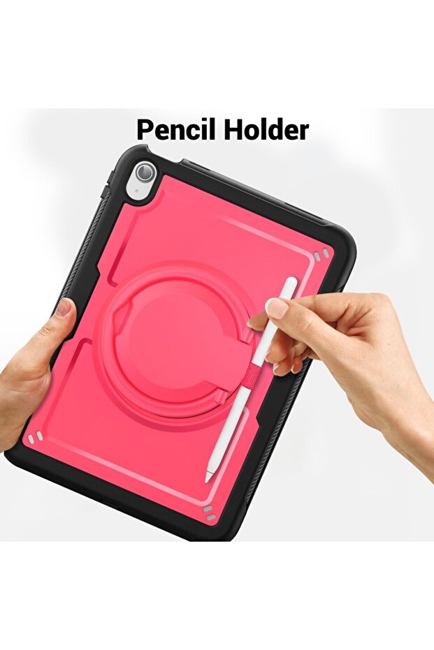 Apple iPad 10. Nesil 10.9 2022 Kılıf Handle Ring Yüzüklü Amour Tank Case Fuji A2696 A2757 A2777 - 8