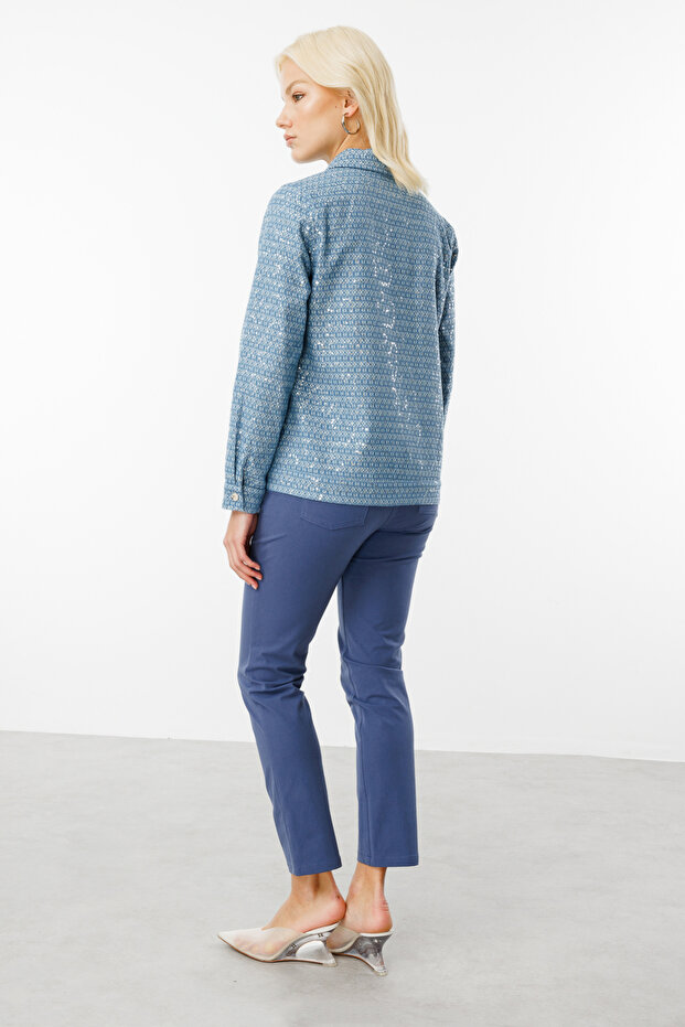 Kendinden Desenli Pullu Mont Blue 06030 - 5